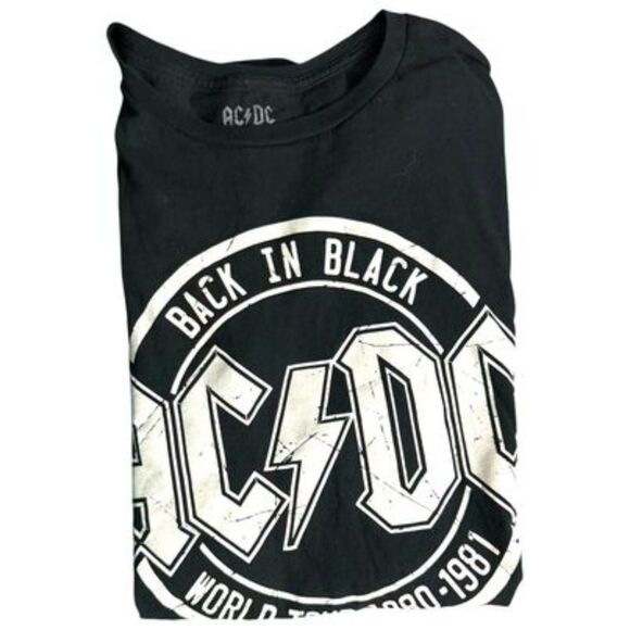 AC/DC Men's XL T-Shirt - Back In Black World Tour 1980-1981 Graphic Tee - Picture 6 of 8